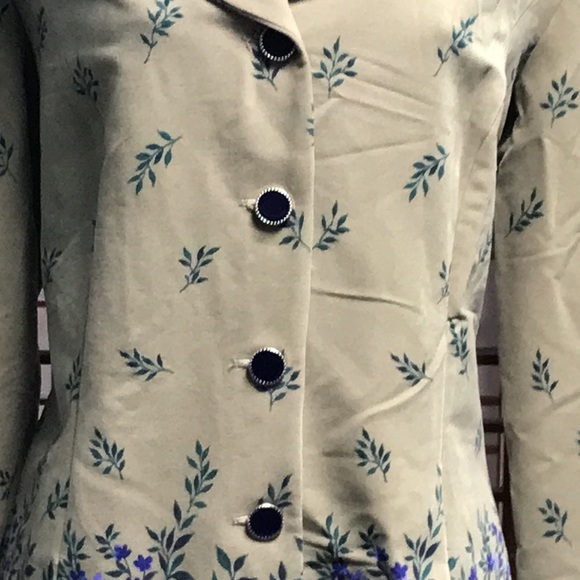 Leslie Fay stylish green and blue button-up jacket w/detailed skirts size 12 - Picture 3 of 8